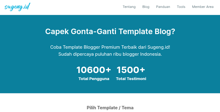 Pengalaman Membeli Template Blogger di Sugeng.id